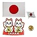 A-ONE Japanische Winkekatze, Aufnäher mit japanischer Flagge, Aufnäher und Anstecknadel, Maneki-Neko-Applikation, japanische Flagge, Nr. 218B, 3 Stück
