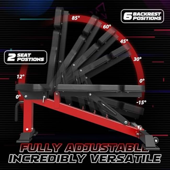 Mikolo Adjustable Weight Bench, Adjustable Strength Training Bench for Full Body Workout, Workout Bench with 7 Back Positions