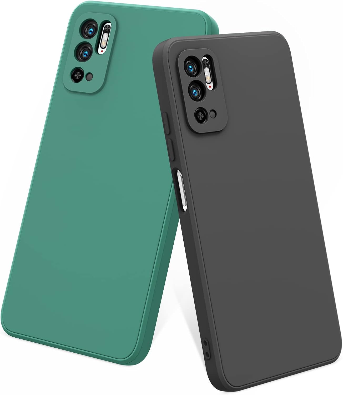 Yisica 2Pack Fundas para Xiaomi Redmi Note 10 5G / Poco M3 Pro 5G,Funda de Liquida Silicona con Forro de Microfibra Suave para Xiaomi Redmi Note 10 5G /Poco M3 Pro 5G(Negro/Verde Oscuro)