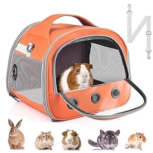 Bissap Guinea Pig Carrier Bag, Portable Small Animal Carrier Pouch for Hamster Chinchilla Rabbit Gerbil Hedgehog Sugar Glider Outgoing Travel Carrying Case -Orange
