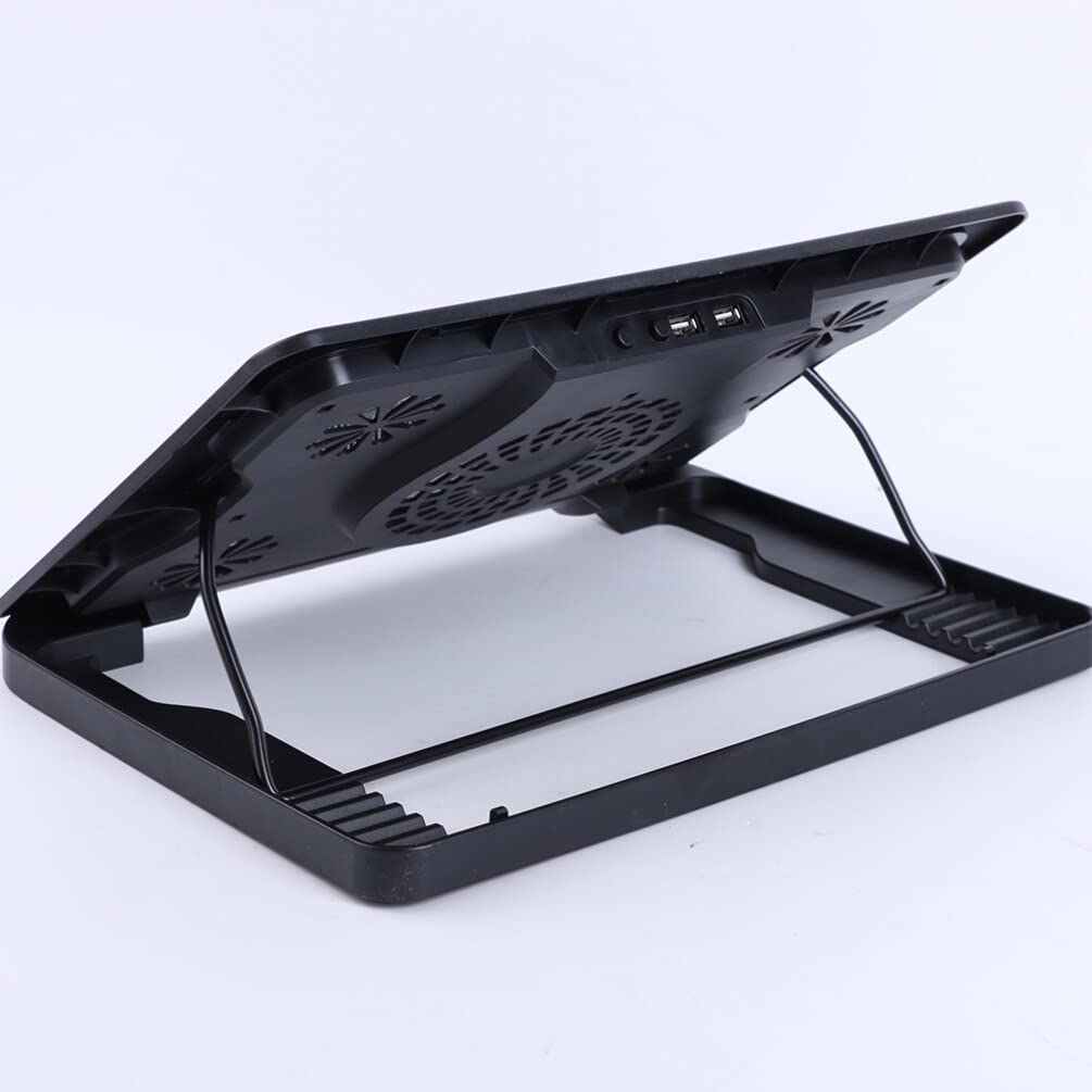 Uonlytech Dispositif de Refroidissement Multi-Angle pour Ordinateur Portable 5 Ventilateurs en Métal Coussinet Rafraîchissant Anti-dérapant pour Fête Estivale