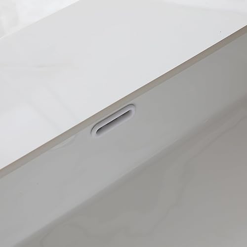 Miniatura 40 de Encimera de tocador de mármol de 43 pulgadas con fregadero, encimera de piedra de ingeniería con fregadero de cerámica y protector contra blanco