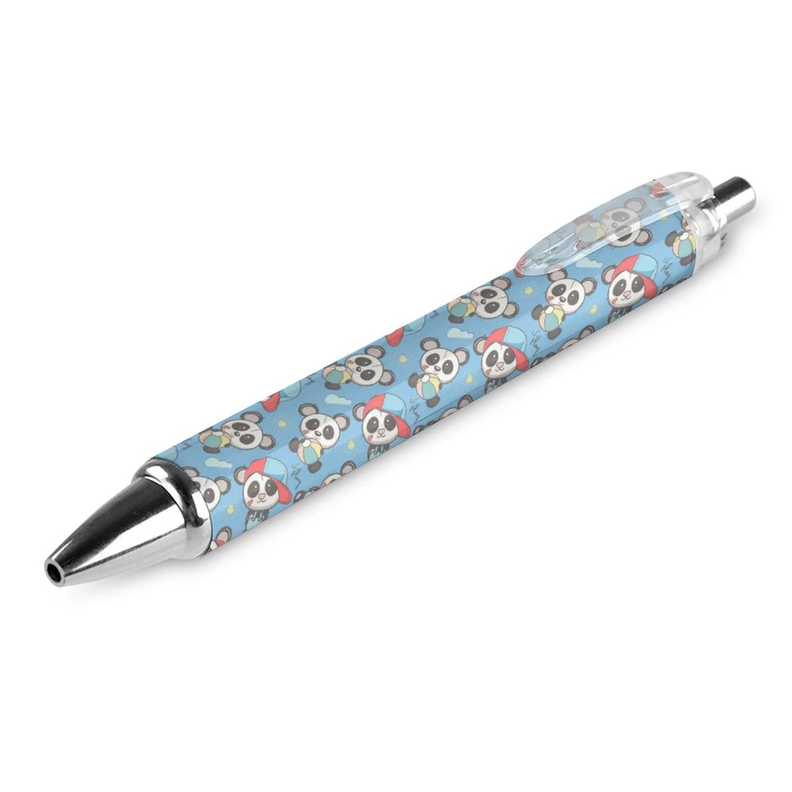fifbird Penna a sfera retrattile a forma di panda rosa da 0,5 mm, inchiostro nero, di alta qualità, strumento di scrittura, 4 pezzi