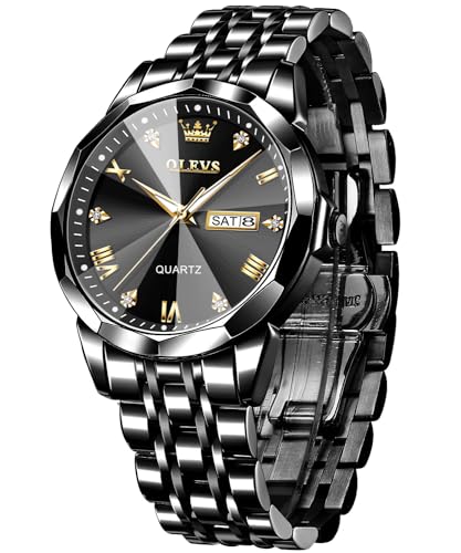 Image of OLEVS Men Watch Business Dress Diamond Luxury Watch Luminous Easy to Read Date Waterproof Stainless Steel Quartz Analog Simple Dress Watch