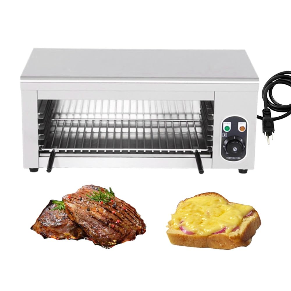 2000W Salamander Broiler, Electric Raclette Grill Cheese Melter, WQV Commercial Wall Mount or Countertop Stainless Steel Toaster Oven 50?-300? for Cheese Steak Meat