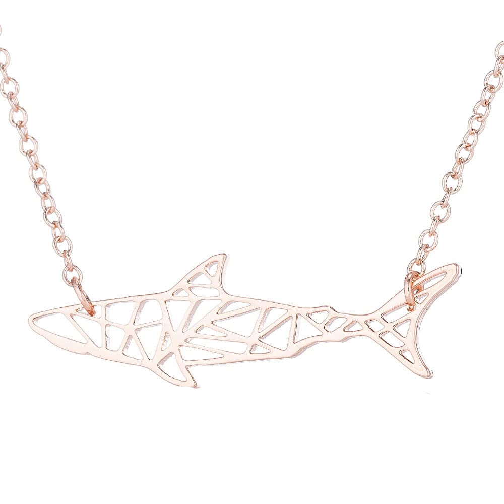 PONCTUEL ESCARGOTPaper Shark Necklace Fashion Sea Fish Whale Animal Necklace Origami Shark Pendant Gift for Women Teens