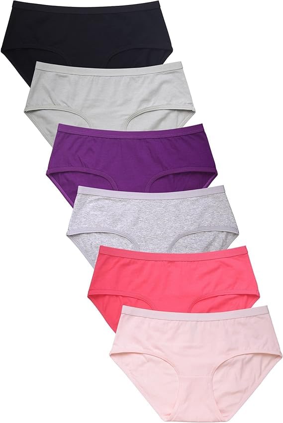 louryn koulyn Women's Essentials Pack of 6 Cotton Stretch Bikini Panty Underwear with Extended Side Seams-picture-32