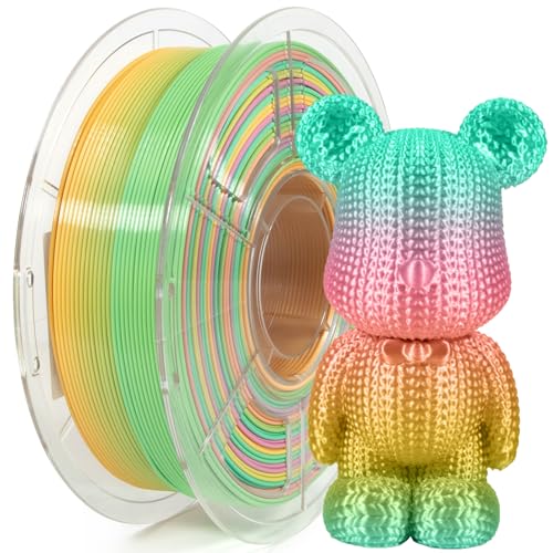 Image of IEMAI Gradient Silk PLA Filament 1.75mm 1kg, Silky Glossy Finish Rainbow 3D Printer Filament Max 600mm /s Printing, Enhanced Toughness & Neatly Wound for DIY, Art & Home Decor