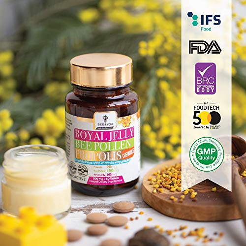 Bee&You Gelee Royale Blütenpollen Propolis mit 500 mg 60 Tabletten (Propolis Kapseln - Kautabletten - Propolis Extrakt - Keine Zusatzstoffe - Fairer Handel - Natürliche & kontrollierte Zutaten) – Bild 6