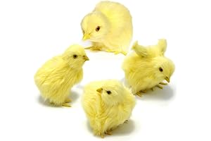 4X Realistic Looking Lifelike Artificial Baby Chicks Artificial Small Stuffed Furry Chicken Figurine Toy Models