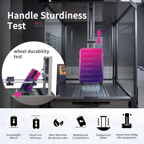 Hardshell Luggage Sets 3 Piece Gradient Color Expandable Suitcase with Spinner Wheels and TSA Lock Lightweight 20" 24" 28" Available,Pink and Yellow2