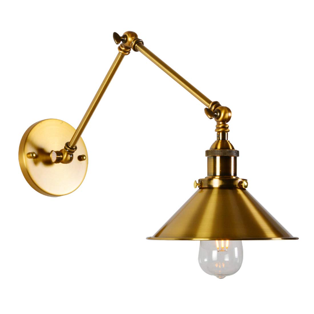MESOVFCA Vintage Industrial Wall Sconce - Adjustable Metal Lamp Telescopic Shade for Home, Restaurant, and Club (Blue)(Orange)