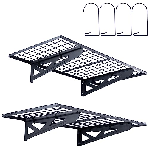 VEVOR Étagère Murale Flottante de Rangement Garage 122x61 cm Lot de 2 Grande Surface Utilisable Capacité de Charge 114 kg par Étagère Suspendue d'Outils...