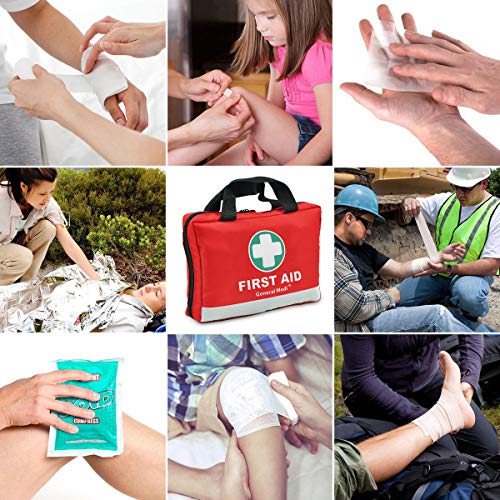 First Aid Kit -309 Pieces- Reflective Bag Design - Including Eyewash, Bandages, Moleskin Pad and Emergency Blanket for Travel, Home, Office, Car, Camping, Workplace