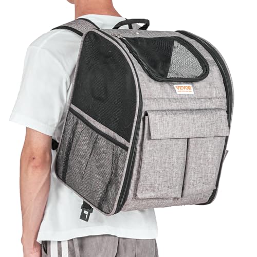 VEVOR Hundetrolley Faltbarer Hunderucksack Max.8,1kg Tragfähigkeit Transporttasche aus 600D Oxford-Stoff Hundewagen mit 5 Aufbewahrungstaschen Haustier Trolley Ideal für Autoreisen oder Ausflüge