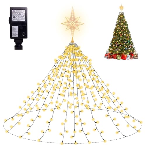 Weihnachtsbaum Lichterkette 302 LED mit Sternspitze, 2M x 17 Stränge...