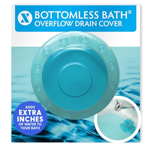 SlipX Solutions Bottomless Bath, Essential Overflow Drain Cover for Bathtub, Best Bath Accessories for Women, Adds Inches of Water to Your Tub for Deeper Soak, 4' Diameter, Aqua