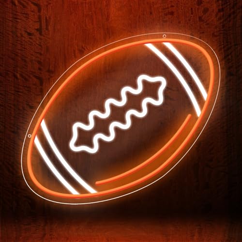 Image of Football Neon Sign, Football Shaped Neon Light for Wall Decor, LED Football Signs for Bedrooms and Game Rooms Man Cave, Teens, Boys, Girls, Gift for Football Fans