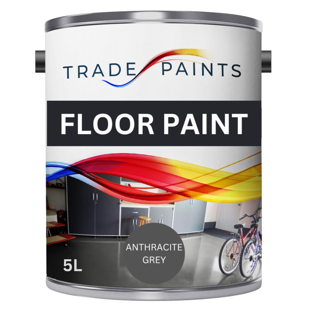 Heavy Duty Quick Dry Floor Paint - Garage, Workshop, Warehouse, Industrial Floor Paint - Ideal For Concrete, Stone, Brick, Wood & Metal (Anthracite Grey, Ral 7016 5 l Pack of 1)