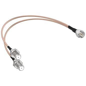 F-Type RG6 3 Way Splitter Combiner Adapter, 75Ohm F Male to F Dual Female 7.8"/20cm RG316 Coaxial Cable for TV Antenna, Coaxial Signal Distribution