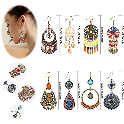 8 Pairs Boho Earrings for Women Vintage Drop Dangle Earrings Set Indian Retro Boho Ear Accessories for Women Girls Gifts3