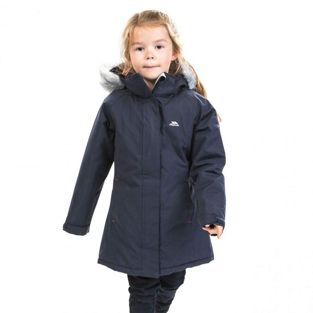 Trespass Fame, Navy, 11/12, Warme Gepolsterte Wasserdichte Jacke mit abnehmbarer Kapuze für Kinder / Mädchen 2-12 Jahre, 11-12 Jahre, Blau