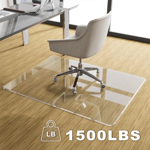 Image of MESAILUP Beveled Edge Office Chair Mat for Carpet or Hardwood Floor 42 inch x 42 inch Clear Chair Mats for a Smooth Glide and Easy Roll On /Off, Heavy Duty and Non-Slip Pad Floor Ultimate Desk Chair Mat