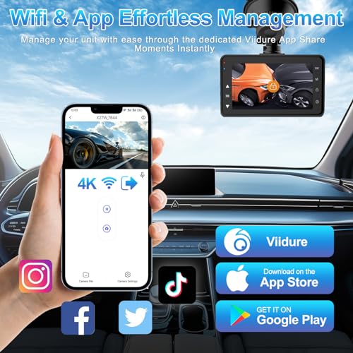 SIGRILL 4K/2K+1080P Dashcam Auto Vorne Hinten,WiFi Dash Cam mit 64GB SD Karte, Dasch-cam Auto...