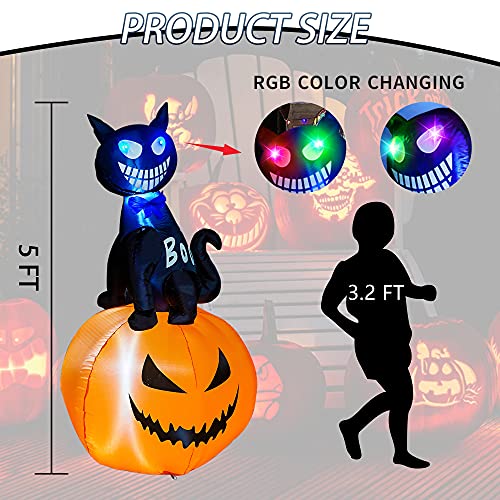 Hourleey HORLEEY INFLATABLE 5 Ft Halloween Inflatables Outdoor Cat Sit thumb #1