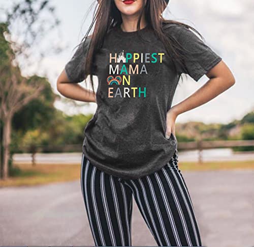Magical Shirt for Women Happiest Mama On Earth Tee Magic Kingdom Castle Tshirt Family Holiday Vacation Short Sleeve Top3