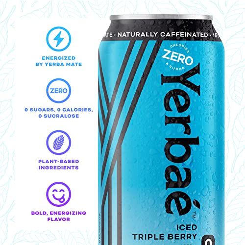 Yerbae Energy Beverage - Variety Core Pack, 0 Sugar, 0 Calories, 0 Carbs, Energized By Yerba Mate & Plant-Based, Healthy Alternative To Sugary Energy Drinks, 16Oz Cans (12 Pack) #TOP2