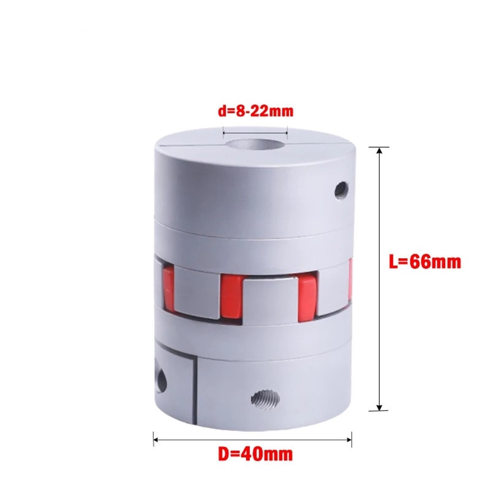 Acoplamiento de sujeción rígido de aluminio Conector De Motor Con Acoplamiento Eje Flexible Aluminio Ciruela D40L66(8X20)