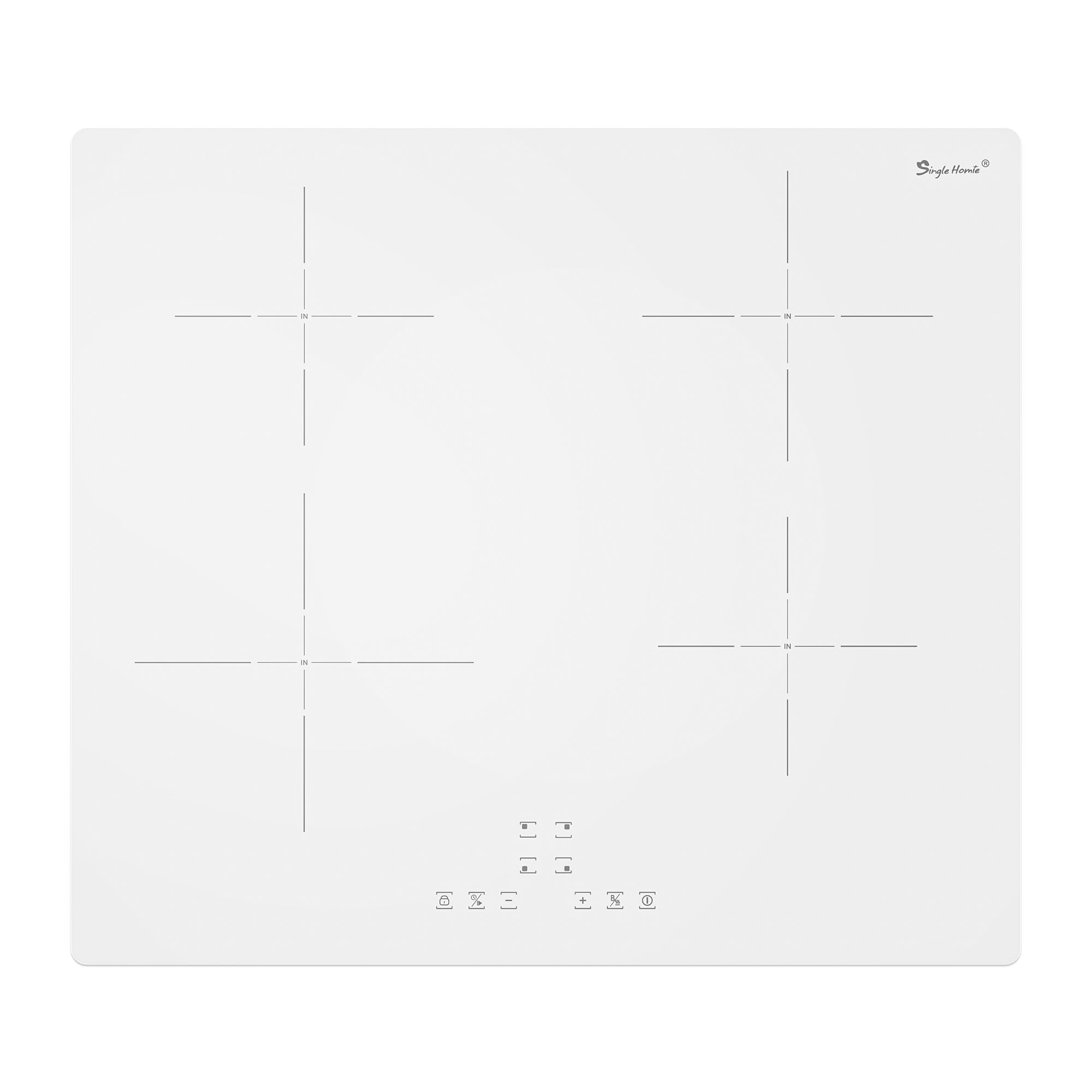 Placa Induccion 4 fuegos, Placas de Induccion 60cm Vidrio blanco, Función Boost, 9 niveles de potencia, temporizador, apagado automático, bloqueo de seguridad, 7200W