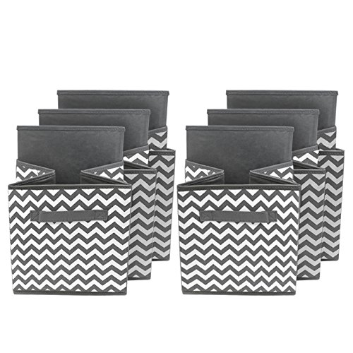 green chevron basket - Sorbus® Foldable Storage Cube Basket Bin, 6 Pack,Chevron Pattern (Gray)