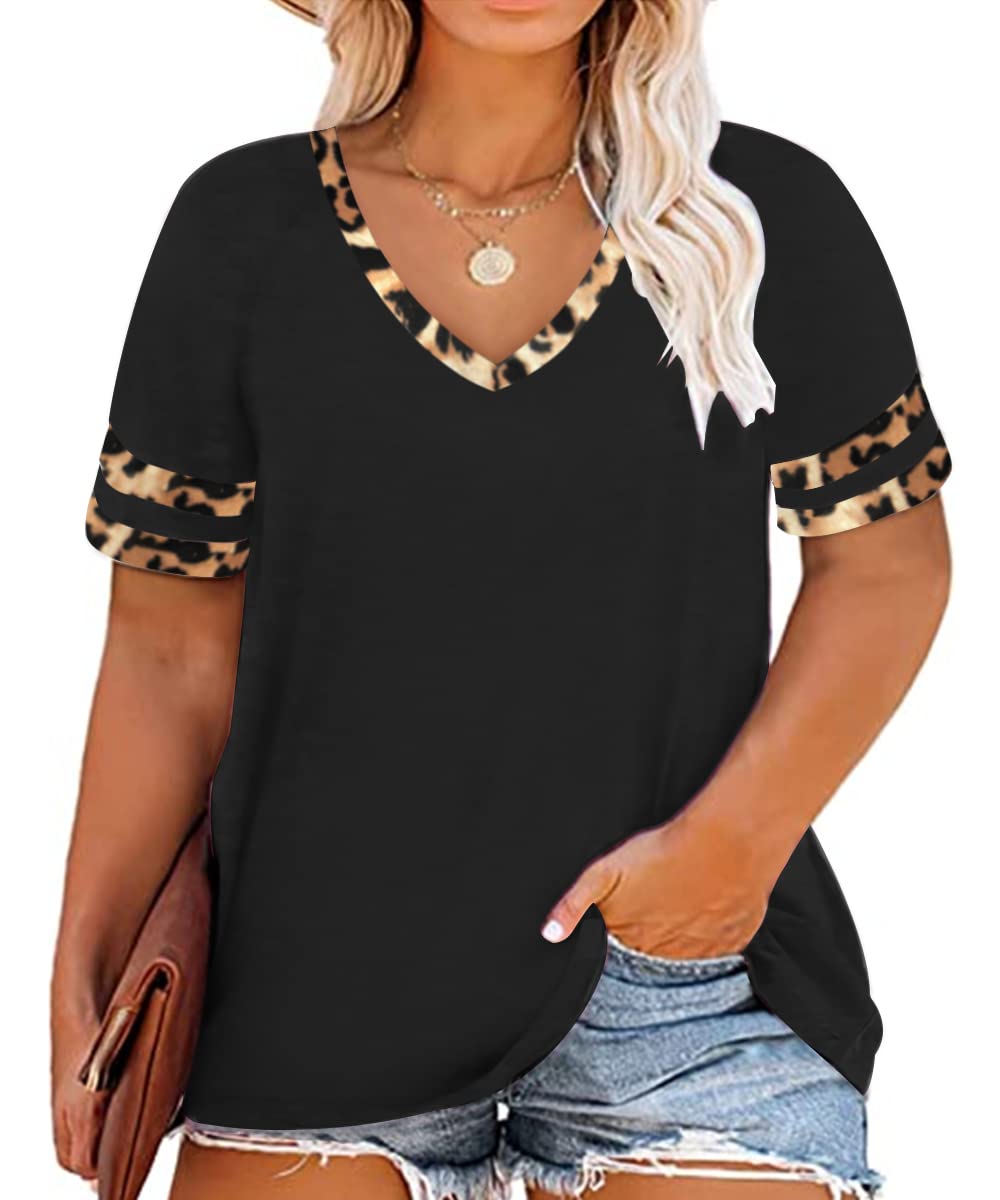 RITERA Plus Size Tops for Women Short Sleeve T Shirt Casual Summer V Neck Tunics Tees XL-6XL