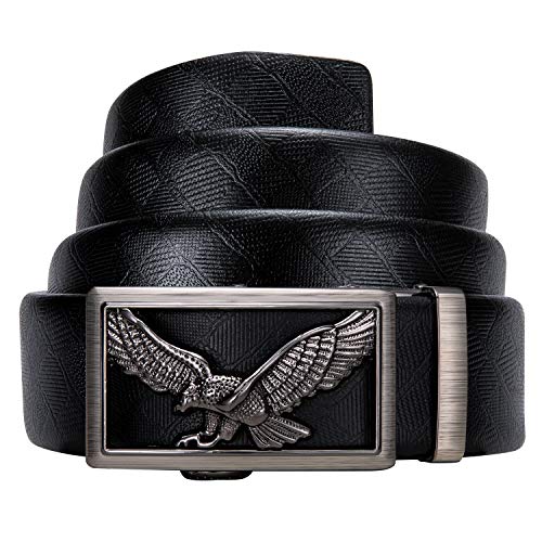 Image of Dubulle Designer Men's Belts, Ratchet Leather Sliding Buckle Dress Belt | 1 3 /8 inch(3.5cm) Genuine Leather Adjustable Strap, Automatic Ratcheting Buckles, Gift‑Boxed, Trim to Fit, for Business Casual