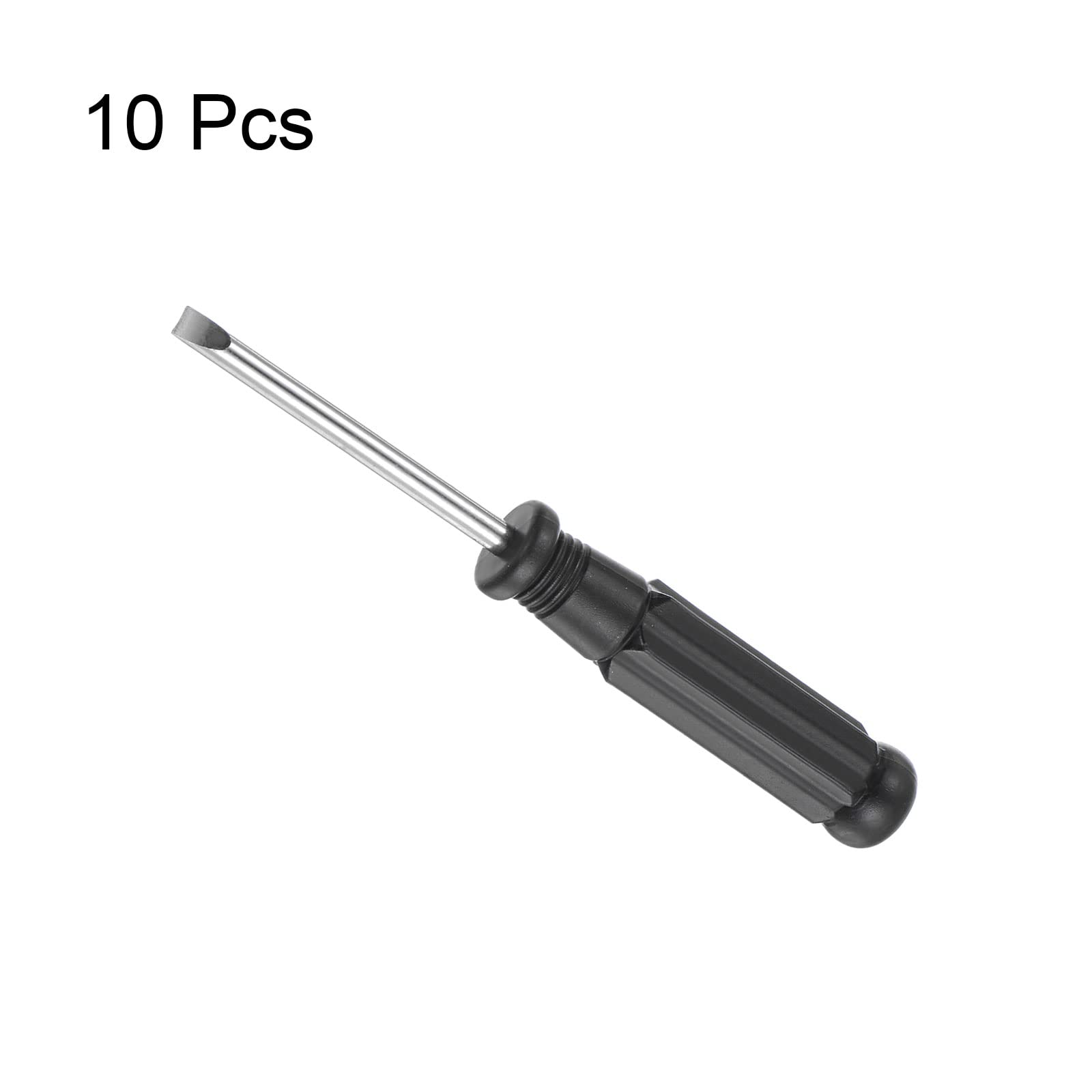 Uxcell Mini Slotted Screwdriver 4.0mm Flat Head – 10-Pack, Black Handle, Nickel-Plated Shaft For Small Electronics & Appliance Repair
