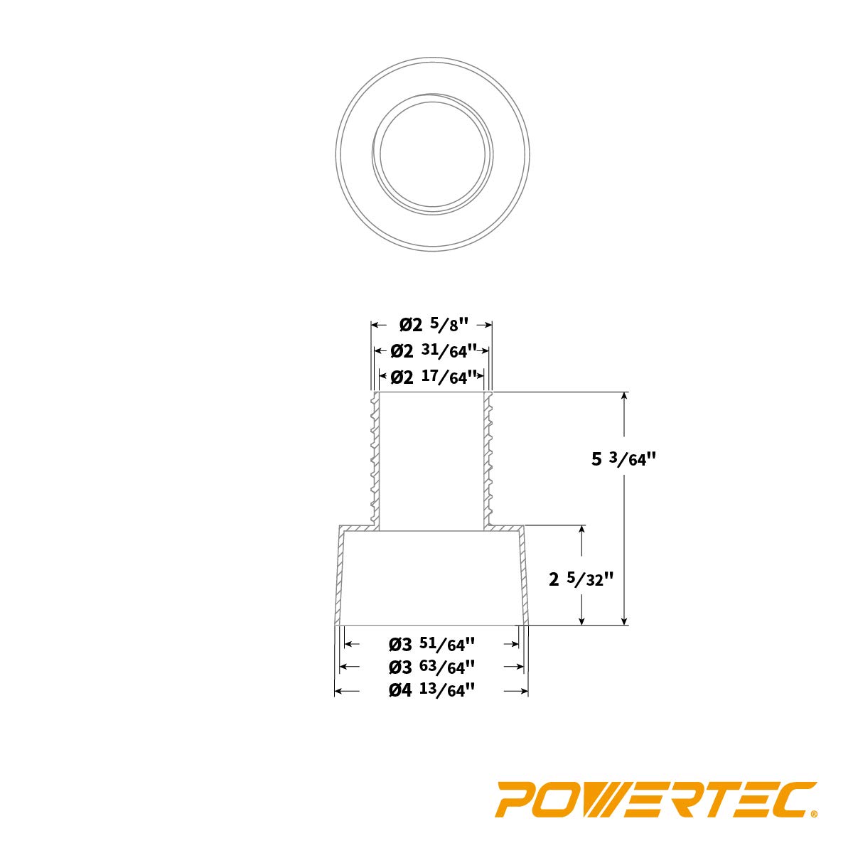 POWERTEC 70171 Acoplador rápido roscado, 4 x 2-1/2 pulgadas