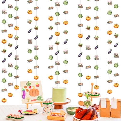 Cheereveal 8 Pieces Farmers Market Theme Garlands, Colorful Vegetable and Fruit Party Decoration, Locally Grown Gardener Hanging Ceiling Banners, Farm Theme Birthday Baby Shower Party Supplies