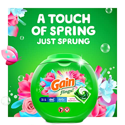 Image of Gain flings Laundry Detergent Soap Pacs HE Compatible 112 ct Long Lasting Scent Spring Daydream