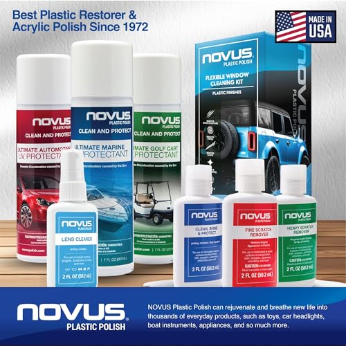 Image of NOVUS 7760 | Golf Cart Maintenance Kit | Includes NOVUS Plastic Polish #3#2#1-2 Ounces Each, 2 Buffing Pads, Backing Drill Attachment, 3 inch Wool Pad, 3 Disposable Wipes