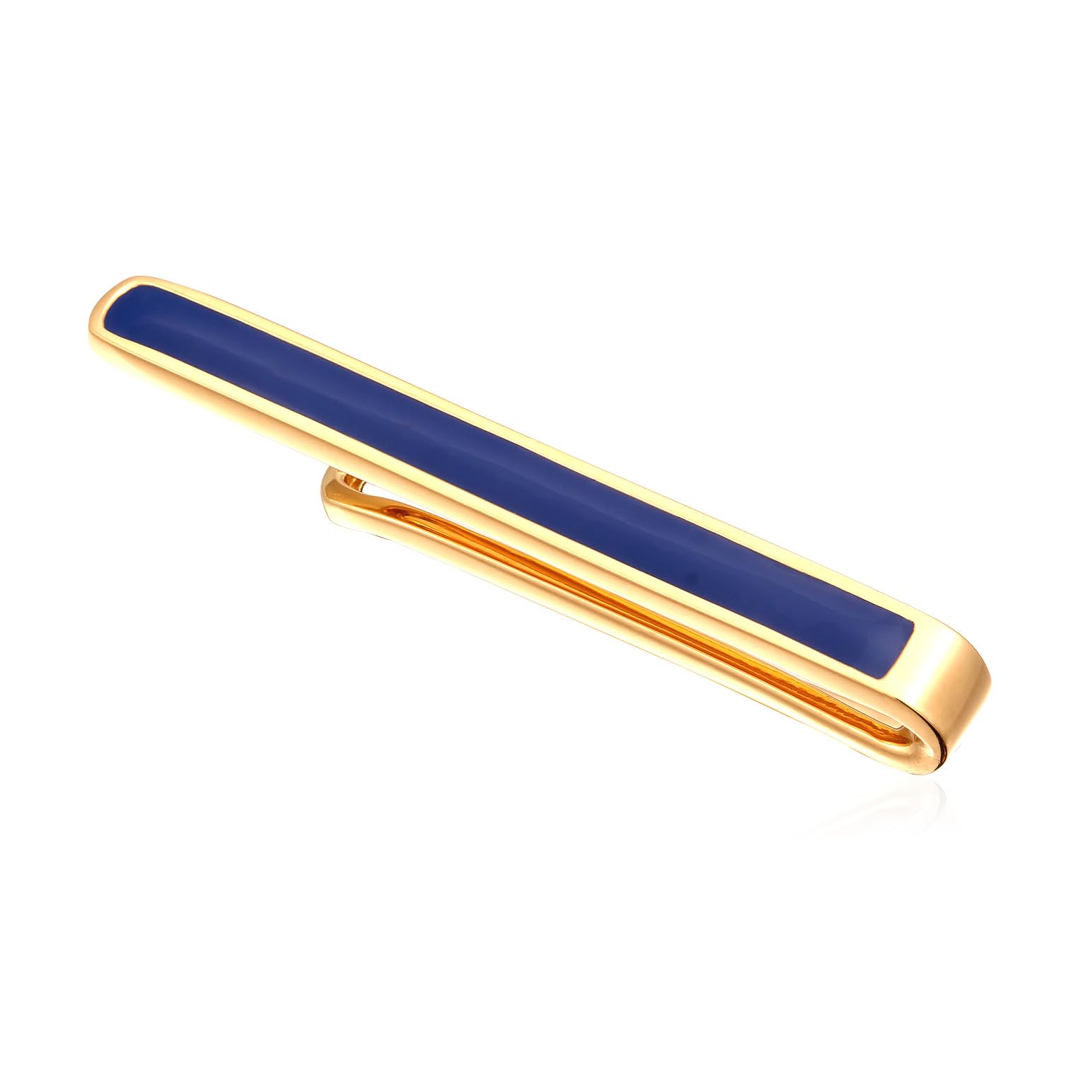 Kuzzoi Épingle à cravate avec émail bleu (4,5 mm) pour cravates normales en argent sterling 925 plaqué or accessoire pour homme