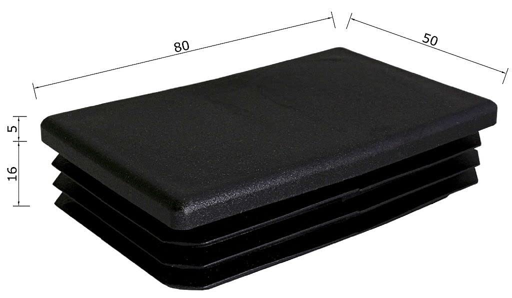 TIBU Zatyczki lamelowe prostokątne zaślepki do rur, zaślepki do rur, osłona, prostokątne, 50 sztuk, rury prostokątne, 80 x 50 x 2 mm