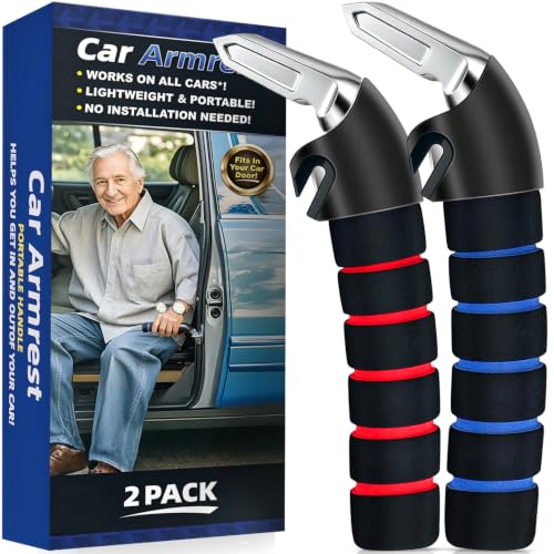 Image of KOUNATSURI Car Handle Assist for Elderly Car Door Handle Multifunction Handle Car Door Latch Handle for Seniors and Handicapped(Blue, Red)