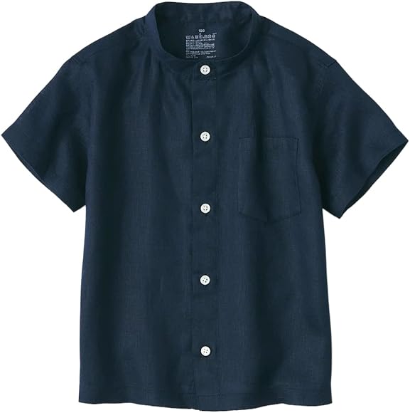 Amazon.co.jp: 無印良品 フレンチリネン半袖シャツ ネイビー キッズ110 