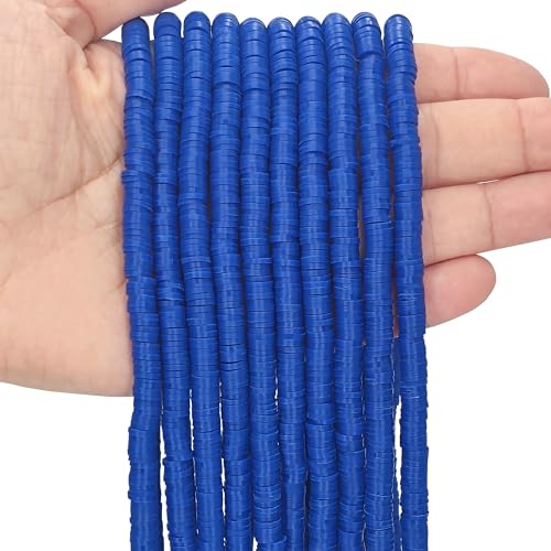MIIIM 3600 PCS 10 Strands Polymer Clay Beads for Jewelry Making Vinyl Heishi Beads 6mm for Surfer Bracelets Necklace Making (Royal Blue)