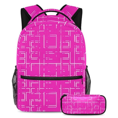 Sac à dos ergonomique 2 pièces rose et multicolore grand volume
