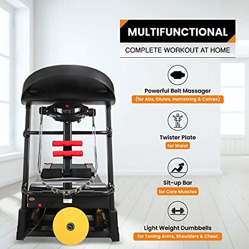 Image of SPARNOD FITNESS STH-4200 (4.5HP Peak DC Motor) Foldable Treadmill for Home Use Free Installation | Cardio Benefits | Auto-Incline Multifunction, Massager, Twister & Dumbbells Max User Weight: 120 Kg