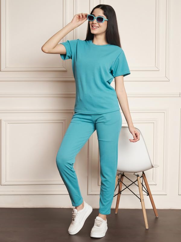 Image of DTR FASHION Polyester Blend Solid Lining Tracksuit | Night Wear Suit For Women
