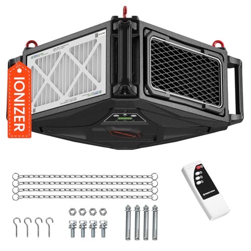 Abestorm 270 Degree Intake Air Filtration System, Built-in Ionizer, 780 CFM Hanging Dust Collector...